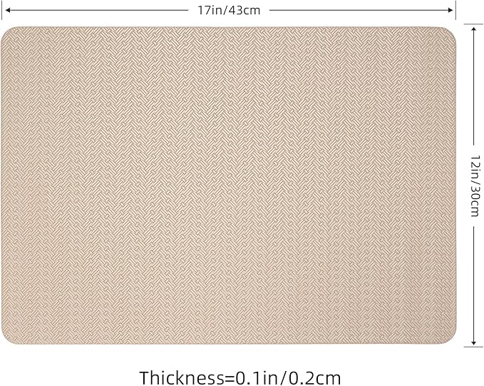 Faux Leather Placemats Set of 4 – 17x12 Inch Vinyl Table Mats, Heat Resistant, Non Slip, Wipeable & Washable, Easy to Clean Dining Table Decor for Kitchen & Dining Room（Light Taupe）