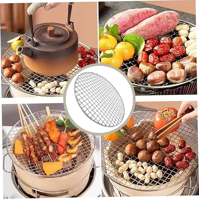 15" Round Stainless Steel Grill Grate, Heat-Resistant Replacement Baking Tray for BBQ Camping