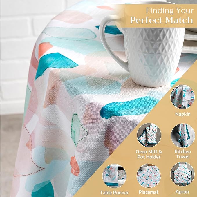 Maison d' Hermine Table Cloth Round Table 100% Cotton 69 Inches Tablecloth Reusable Decorative Everyday Use for Dining Room, Farmhouse, Home, Party, Festive & Wedding Spring Summer - Summer Picnic