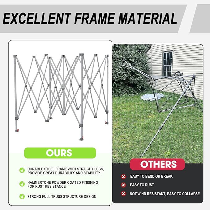 Eurmax USA Standard 10x10ft Patio Pop Up Canopy Tent for Outdoor Events Commercial Instant Canopies with Heavy Duty Roller Bag,Bonus 4 Canopy Sand Bags(Silver Coating Top,Red)