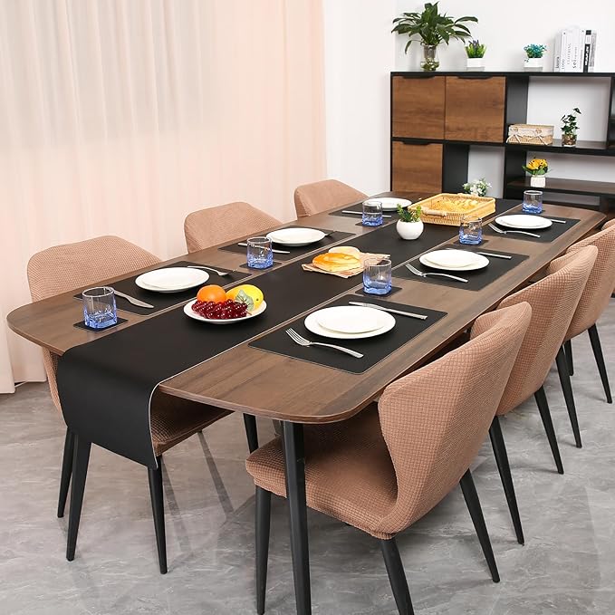 Myir JUN Table Runner Double Sided Vinyl Runner Table 72 Inch Long Runner for Table Washable Waterproof Non-Slip for Home Decorations Black,12 x 72 inch