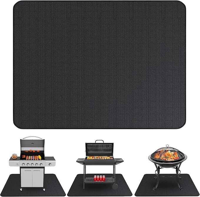 Under Grill Mats for Outdoor Grill (60 x 40 inch) Double-Sided Fireproof Mat for Under Fire Pit Mat the Perfect Grill Matt for Outdoor Grill Deck Protector and BBQ Matt for Under Grill Mat for Deck