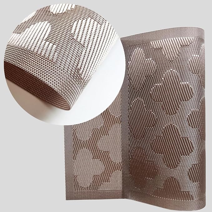 Vinyl Placemats Set of 4, Easy to Clean Plastic Washable Table Mats Heat-Resistant Placemats for Dinner Table (Champagne)