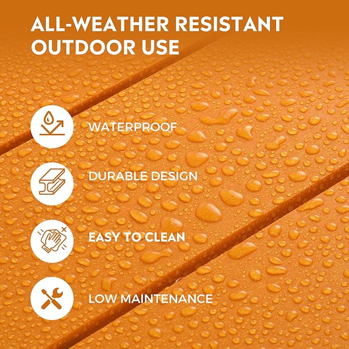 Costaelm Patio Bistro Table, 37" Counter Height Round Patio Cocktail Bar Table with Umbrella Hole, Outdoor Bistro Dining Pub Table for Front Porch Deck Backyard Garden, Orange
