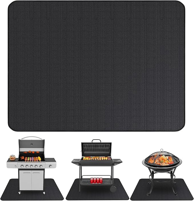 Under Grill Mats for Outdoor Grill (48 x 30 inch) Double-Sided Fireproof Mat for Under Fire Pit Mat the Perfect Grill Matt for Outdoor Grill Deck Protector and BBQ Matt for Under Grill Mat for Deck