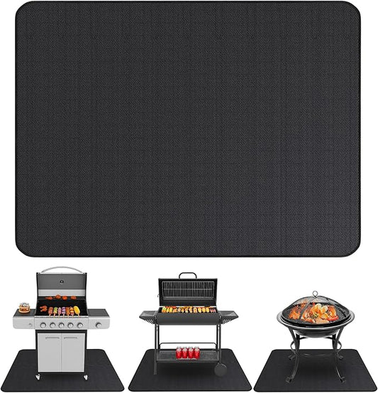 Under Grill Mats for Outdoor Grill (48 x 30 inch) Double-Sided Fireproof Mat for Under Fire Pit Mat the Perfect Grill Matt for Outdoor Grill Deck Protector and BBQ Matt for Under Grill Mat for Deck