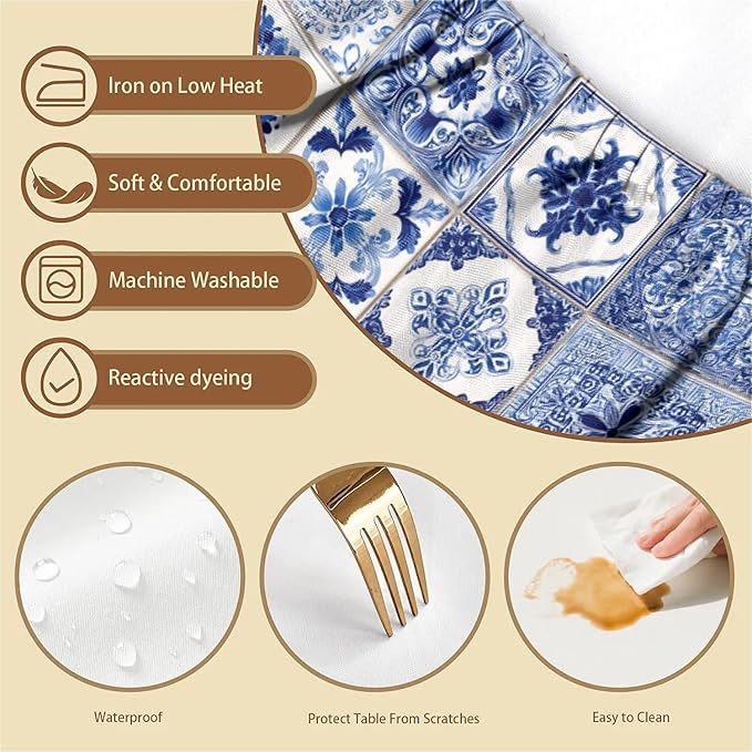Rectangle Table Cloth Cover Waterproof Elastic Fitted Polyester Fitted Tablecloths for 6 Foot Tables for Indoor,Picnic, Camping, Outdoor （60" x 30"，Bohemia）
