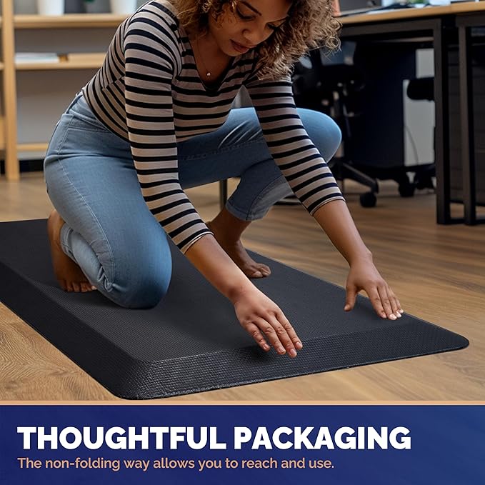FEATOL Anti Fatigue Mat for Standing, 9/10 Extra Thick Ergonomic Standing Desk Mat, Comfort & Durable Memory Foam Standing Mat at Home,Office All Day (17" x 24", Black, 1PC)