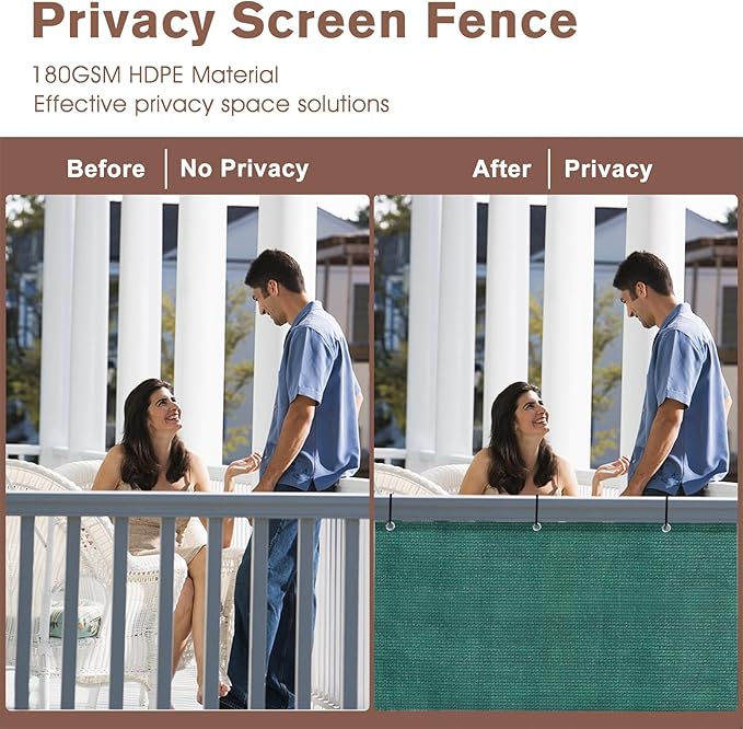 SUNNY GUARD Customized 3'x15' Dark Green Balcony Privacy Screen,92% Shade Apartments Fence Cover,Heavy Duty Mesh Windscreen for Deck,Outdoor,Backyard,Patio