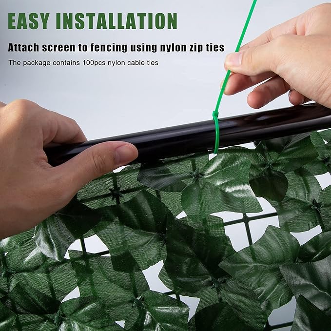 Faux Ivy Fence Privacy Screen Outdoor Expandable Artificial Greenery Roll Fake Hedge Wall Patio Green Plastic Leaf Plant Vine Grass Panels Gate Covering for Garden Yard Balcony (118 X 39.4 in)