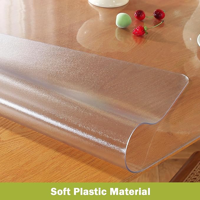 Frosted Clear Table Protector 44 x 90 Inch, 1.5mm Thick Plastic Table Cover, Waterproof PVC Clear Table Cover Protector, Desk Protector Mat, Writing Desk Pad for Desktop, Coffee & Dining Room Table