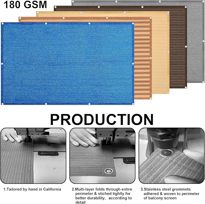 Eden's Decor Balcony Privacy Screen Grey 4'x 10' Cover Mesh Windscreen Weather-Resistant UV Protection for Backyard Deck, Patio, Balcony, Pool, Porch, Fence, Railing, Gardening