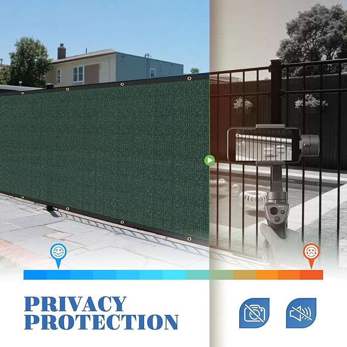 ECOOPTS 4'x267' Privacy Fence Screen Windscreen with Copper Grommets, Fit for Commercial Fence and Residential Garden Outdoor 90% UV Blockage, Cable Zip Ties Included (Green)