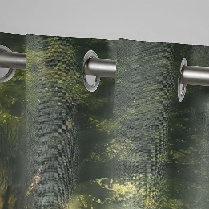 Fantasy Theme Waterproof Outdoor Curtains for Patio,Forest Pattern,Weatherproof Outside Curtain for Cabana, Porch, Pergola and Gazebo,2 Panels,36 x 84 inch,Green
