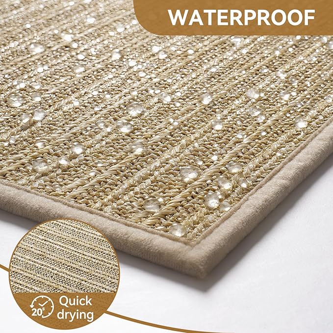 Front Door Mat 24"x35", Heavy Duty Waterproof Dirt Trapping Non-Slip Doormats, Low Profile Entrance Mats for Front Indoor/Outdoor, Brown