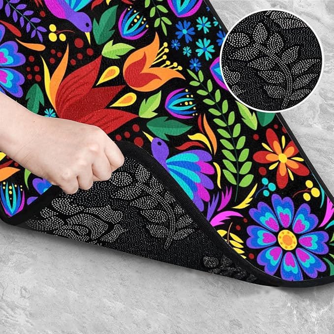 Floral Mexican Birds Doormat Area Rugs Floor Mat for Patio Front Door Entry Garage Kitchen Bathroom 72x24 in