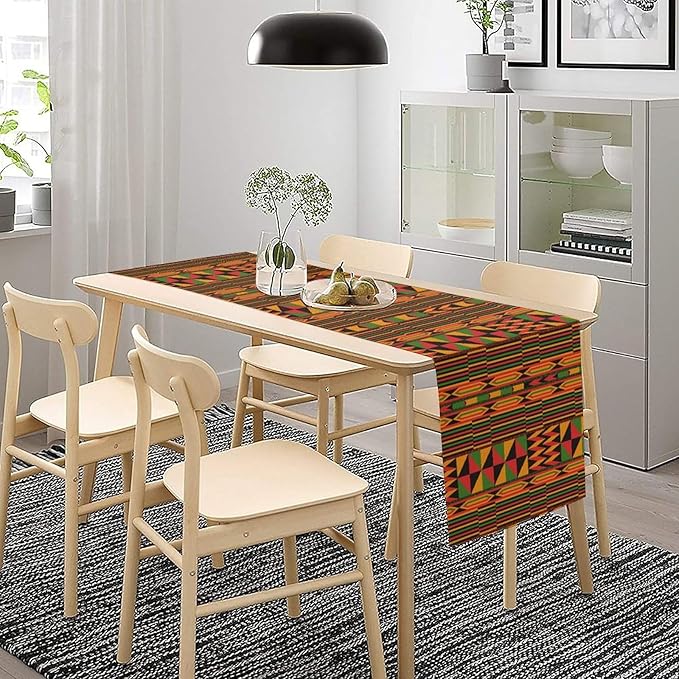 African Table Runner, Kwanzaa Black History Month Kente National Table Runner for Holiday Party Home Kitchen Dining Room 13x36in