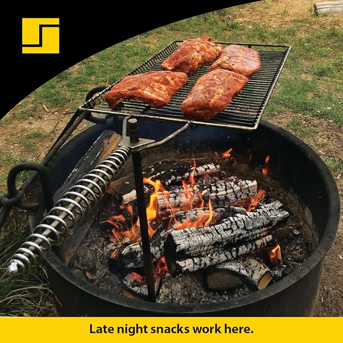 Stromberg Carlson Campfire Grill Grate – Stake & Grill for Outdoor Cooking with Nylon Bag, Fire Pit Accessories, Campfire Cooking Equipment, Portable Equipment, RV Use - 36" Long Stake, 15"x22"