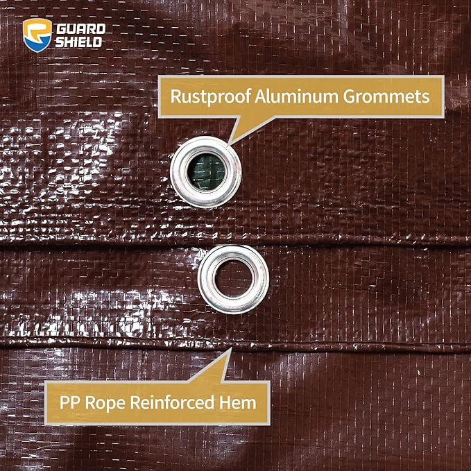 GUARD SHIELD Brown/Green Tarp 12x16 Feet Medium Duty Outdoor Waterproof Multi Purpose Poly Tarps Cover 7mil (2-Pack)