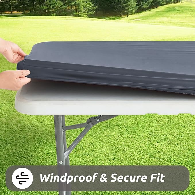 LURKA Rectangle PU Leather Table Cover/Tablecloth with Elastic Fitted Edge – Waterproof, Oil-Proof, Scratch-Resistant, Wipeable Protector for Dining, Kitchen, Outdoor Picnic, Party (Grey, 4FT)