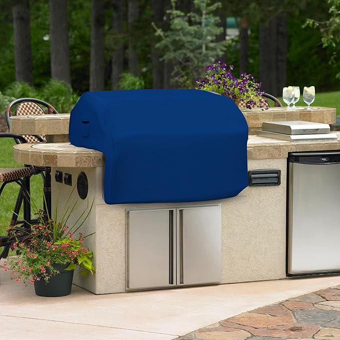 Covers & all Built-in Outdoor Grill Cover, Durable Heavy Duty 18 Oz Waterproof Cover Tuff Material with Air Pocket & Elastic for Snug Fit (57" W x 27" D x 26" H inches, Blue)