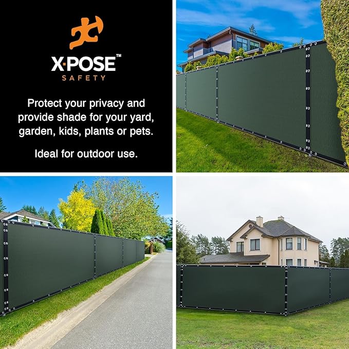 Xpose Safety Privacy Fence Screen 6’ x 50’ (24 Pack) – Heavy Duty Green Mesh with 90% Visibility Block, UV Protection – for Garden, Yard, Nursery, Kennel, Dog Run, Greenhouse