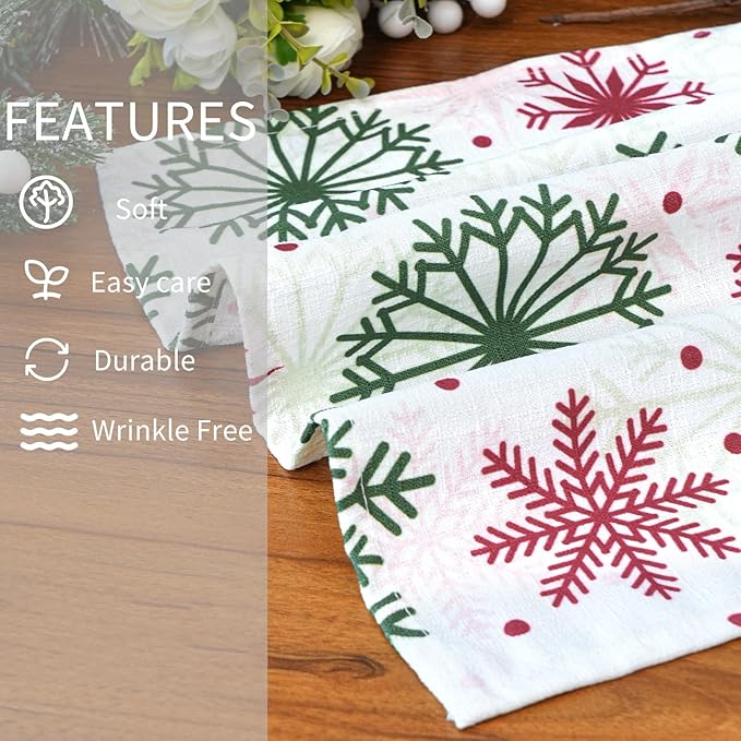 Christmas Tablecloth with Snowflake, Spillproof Waterproof Fabric Table Cloth for Dining, Parties, Holiday, Winter Table Decorations - 60''x84''