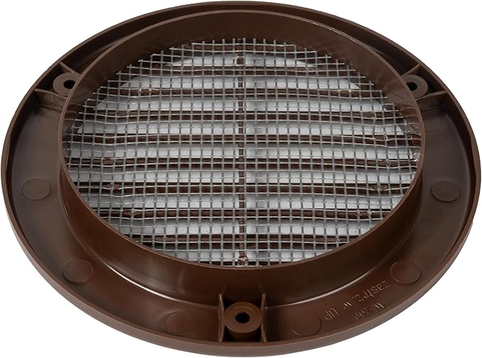 Repa Market 4 Inch (Opening) Brown Round Air Vent Cover - Pack of 5 Plastic Fresh Air Intake Vent - Grill Cover with Nylon Mesh Screen - Wall or Ceiling HVAC Return Air Register - Modern Soffit Vents