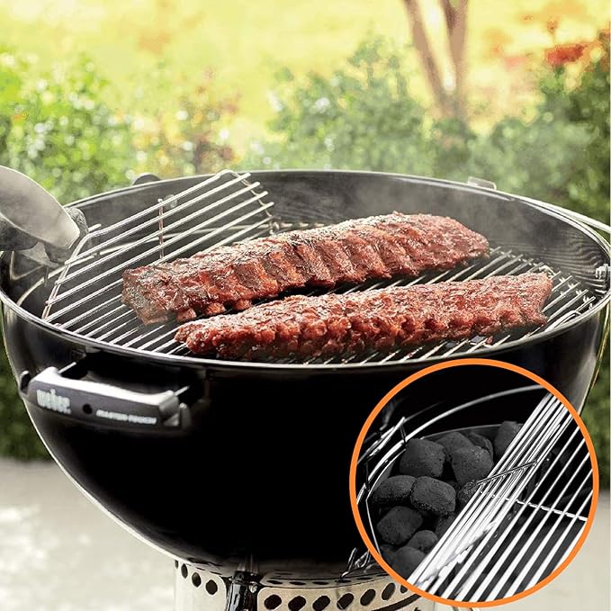 AJinTeby Heavy Duty Plated Steel Hinged Cooking Grate and Lower Grate, Charcoal Grate for Weber 22 inch/ 22.5" Charcoal Grills, Smokey Mountain Cooker (7436+85041+63014)