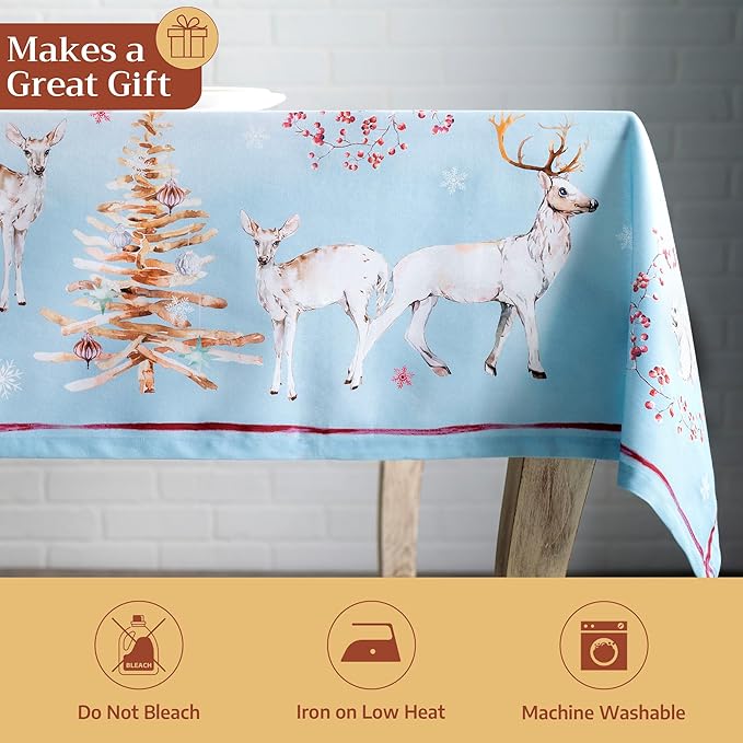 Maison d' Hermine Table Cloth Rectangle Table 100% Cotton 60 x 120 Inches Fall Tablecloth Reusable Everyday Use for Thanksgiving Christmas Decorations Dining Farmhouse Party (Fairy Tale Forest)