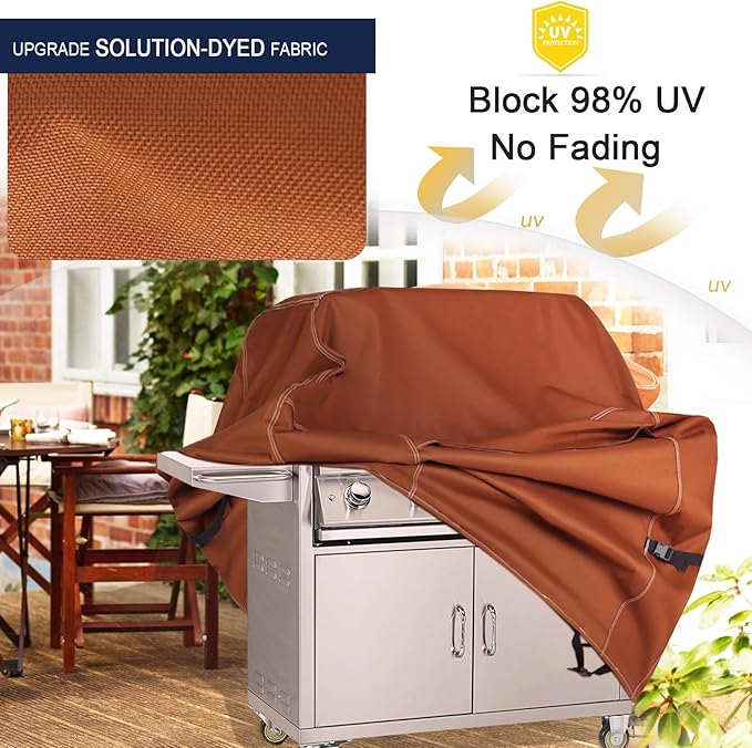 NettyPro Grill Cover for Outdoor Grill 70 inch Waterproof Heavy Duty Gas BBQ Grill Cover for Outside Weber, Char-Broil, Brinkmann, Jenn Air, Nexgrill 3-5 Burners Barbecue, Brown