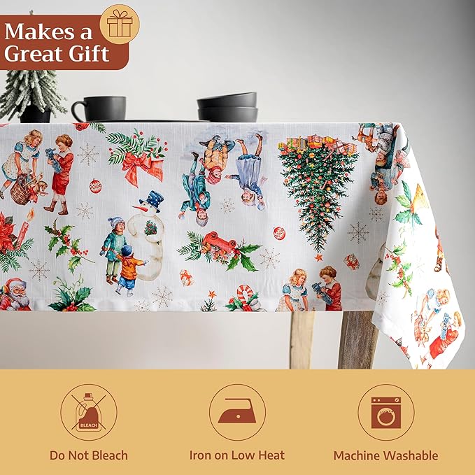 Maison d' Hermine Table Cloth Square Table 100% Cotton 60 x 60 Inches Fall Tablecloth Reusable Everyday Use for Thanksgiving Christmas Decorations Dining Farmhouse Party (Chromo)
