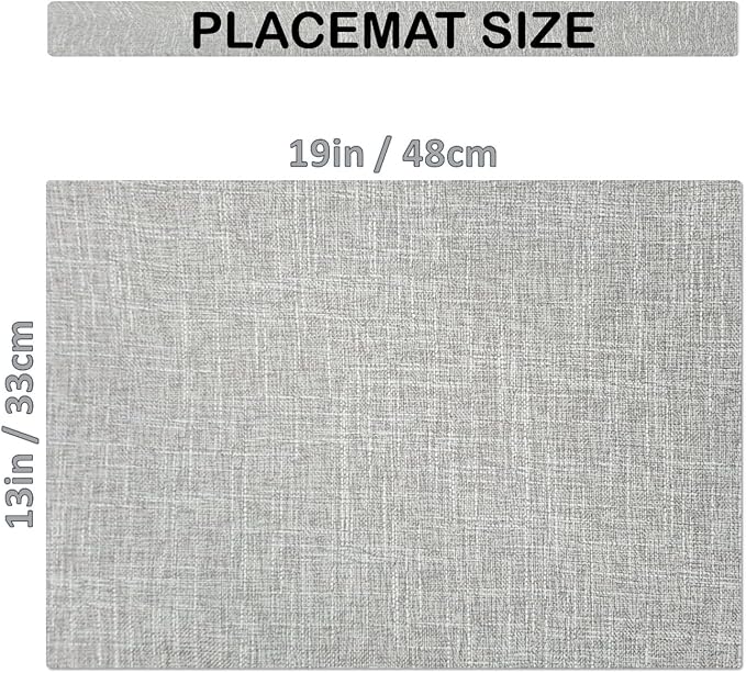 Placemat Set-Washable Place Mats for Parties, Elegant Table Mats for Kitchen Table, Set of 4 Dining Table Placemats, Heat-Resistant Cloth Placemats for Indoor and Outdoor,13x19-Gray
