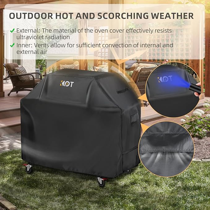 KPT 72 Inch Grill Cover for Outdoor Grill - Heavy Duty Waterproof 420D BBQ Cover with Hook, Air Vent, Buckle - Gas Grill Cover, UV & Fade Resistant, BBQ Grill Cover for Weber, Nexgrill, Char Broil
