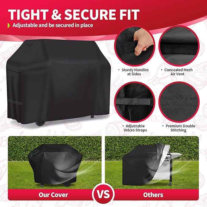 NEXCOVER 60 Inch Grill Cover - 600D Heavy Duty Waterproof and Weather Resistant BBQ Cover for Weber, Char Broil, Nexgrill - Fade Resistant, Black