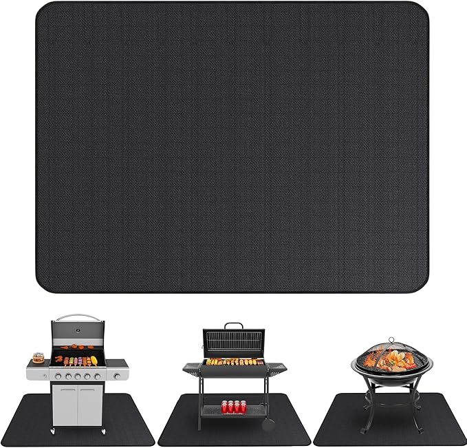 Under Grill Mats for Outdoor Grill (76 x 52 inch) Double-Sided Fireproof Mat for Under Fire Pit Mat the Perfect Grill Matt for Outdoor Grill Deck Protector and BBQ Matt for Under Grill Mat for Deck