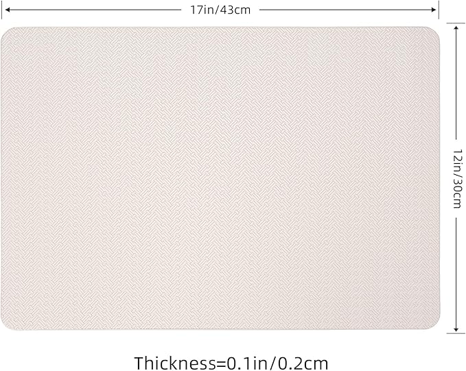 Faux Leather Placemats Set of 4 – 17x12 Inch Vinyl Table Mats, Heat Resistant, Non Slip, Wipeable & Washable, Easy to Clean Dining Table Decor for Kitchen & Dining Room（Ivory White）