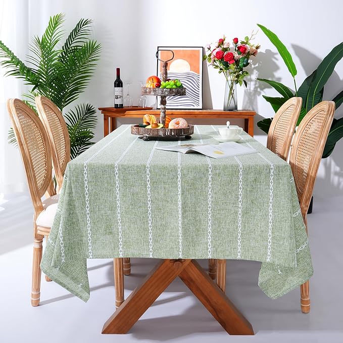 Chassic 54 x 72 inches Farmhouse Style Linen tablecloths, Wrinkle Resistant Washable Dining Room Table Cloths for Small Rectangle Tables - Sage Green