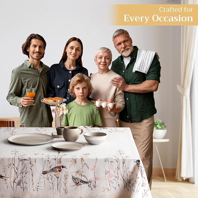 Maison d' Hermine Table Cloth Rectangle Table 100% Cotton 70 x 108 Inches Tablecloth Reusable for Dining Room, Farmhouse, Home, Party, Festive & Wedding Spring Summer - Meadow Florals - Brown