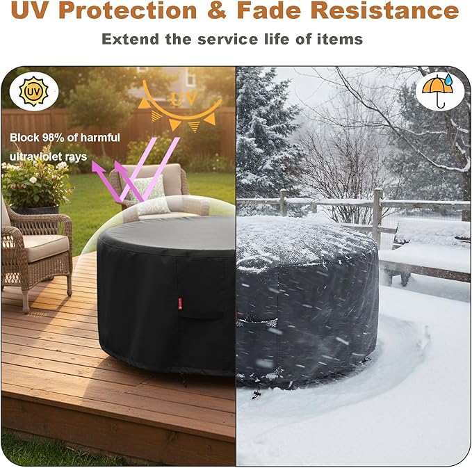 SheeChung Fire Pit Cover for Solo Stove Yukon 27",Outdoor Smokeless Round Firepit Covers,Waterproof 600D Tear Resistant,Air Vents,Weather Resistant-Fit for 24"-28" Gas/Table /Bowl Fire Pits,28"Dx18"H