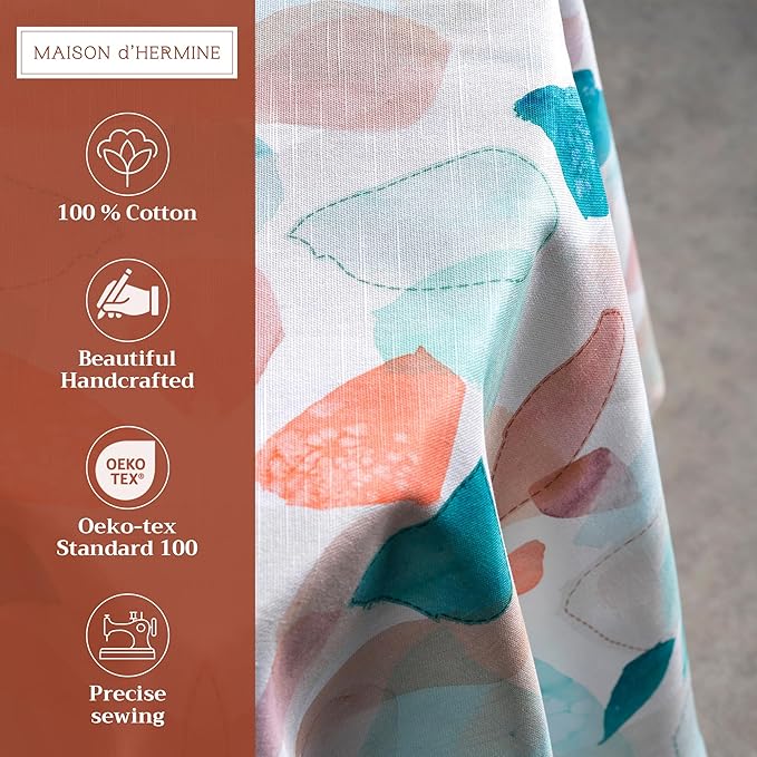 Maison d' Hermine Table Cloth Round Table 100% Cotton 69 Inches Tablecloth Reusable Decorative Everyday Use for Dining Room, Farmhouse, Home, Party, Festive & Wedding Spring Summer - Summer Picnic
