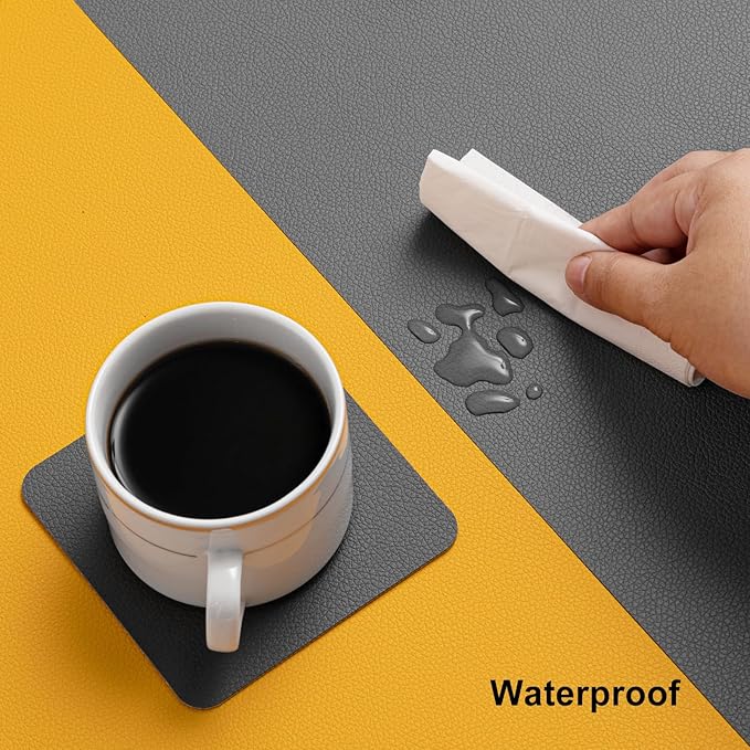 Myir JUN Table Runner Double Sided Vinyl Runner Table 55 Inch Long Runner for Table Washable Waterproof Non-Slip for Home Decorations Gray Yellow,12 x 55 inch