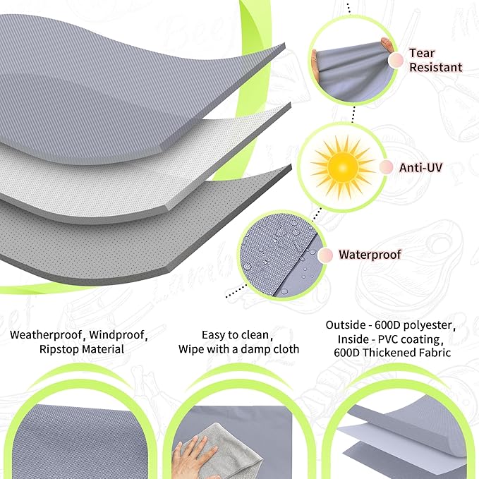 NEXCOVER Barbecue Gas Grill Cover - 60 Inch Waterproof BBQ Cover, Heavy Duty Grill Cover, Fade & Weather Resistant, Fits Weber, Brinkmann, Char Broil, Holland