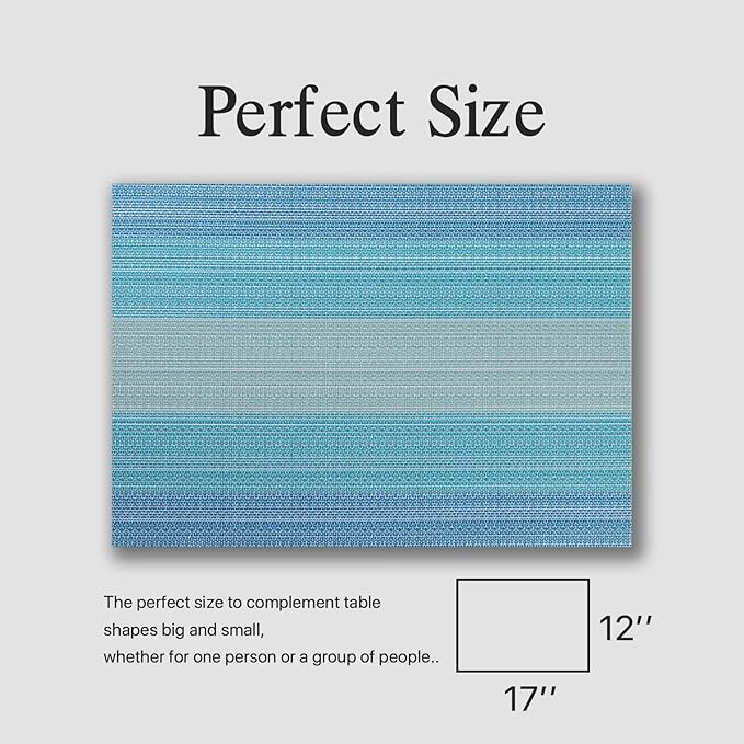 Placemats Set of 8 - Easy Clean Woven Vinyl Placemats for Dining Table, Indoor/Outdoor Place Mats, Washable PVC Table Mats（Ocean Geode）