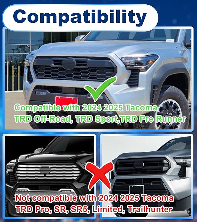 Front Grille Grill Lights for 2024 2025 Tacoma TR D Off Road Sport OEM Grill Led Grill Light for Tacoma Accessories,White,4PCS (24Tacoma-Off Road-W)