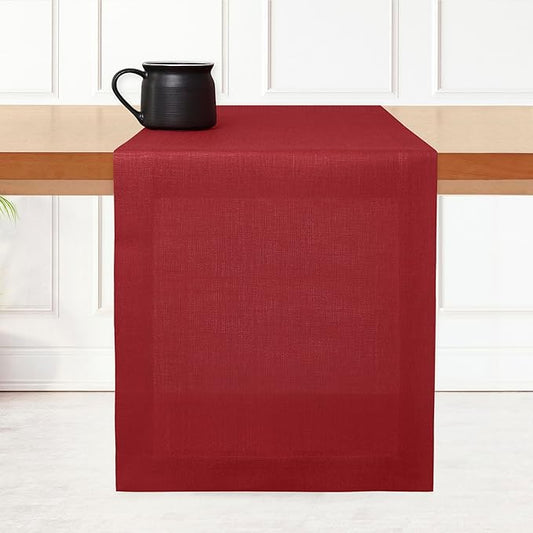 D'Moksha Homes Linen Red Table Runner 72 Inches Long - 100% Pure Linen 14 x 72 Inch Table Runner for Dining, Valentines, Holiday - Machine Washable