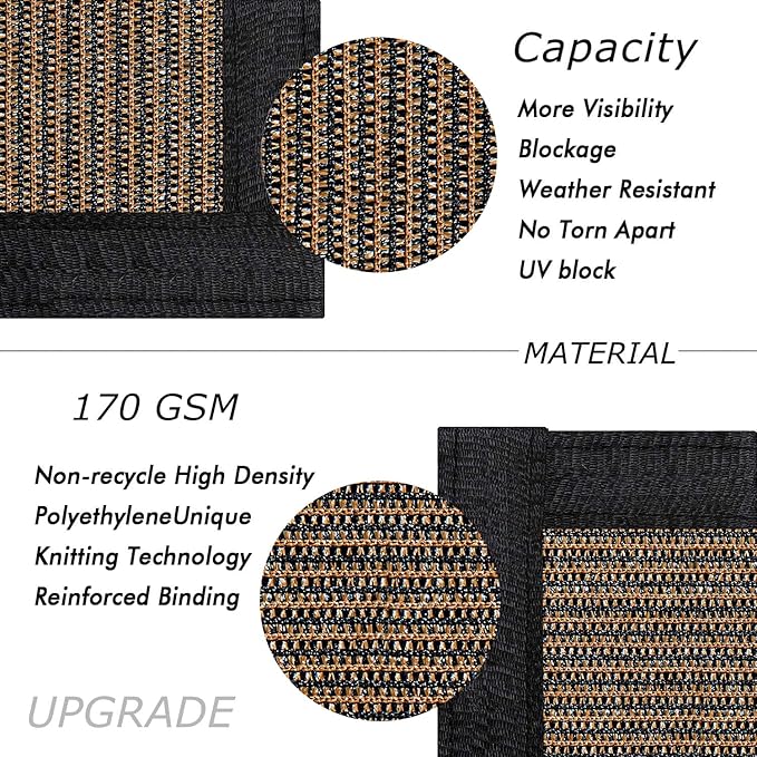 UPGRADE Privacy Fence Screen 4'x69' Brown Outdoor 90% Visibility Blockage 170 GSM Mesh Shade Cover Panels for Backyard,Balcony,Home Decoration with Zip Ties,Customized Avaliable