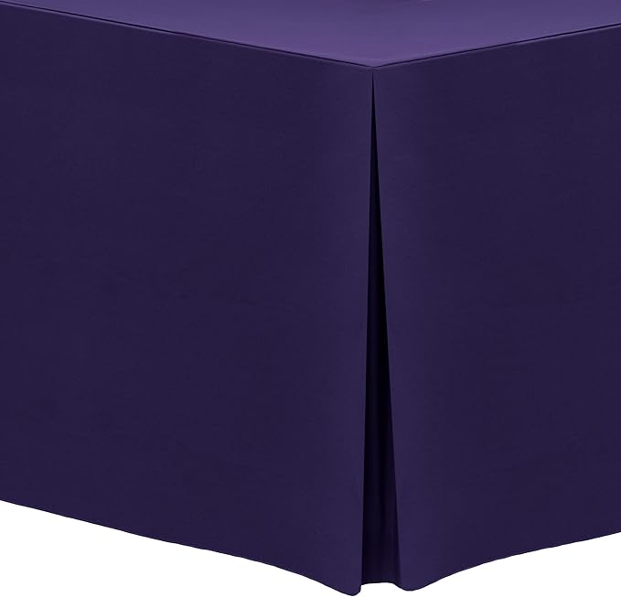 Ultimate Textile -3 Pack- 5 ft. Fitted Polyester Tablecloth - Fits 30 x 60-Inch Banquet and Folding Rectangular Tables - 42" H, Purple