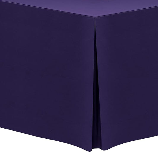 Ultimate Textile -10 Pack- 5 ft. Fitted Polyester Tablecloth - Fits 30 x 60-Inch Banquet and Folding Rectangular Tables - 42" H, Purple