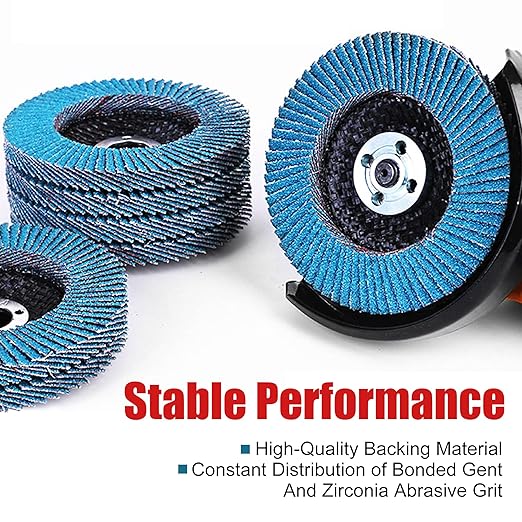EZARC Flap Disc 4 1/2 Inch for Anger Grinder, 10 PCS 60 Grit Zirconia Grinder Sanding Disc, Type 29 Abrasive Grinding Wheel for Stainless Steel, Sheet Metal (7/8 inch Arbor Size)